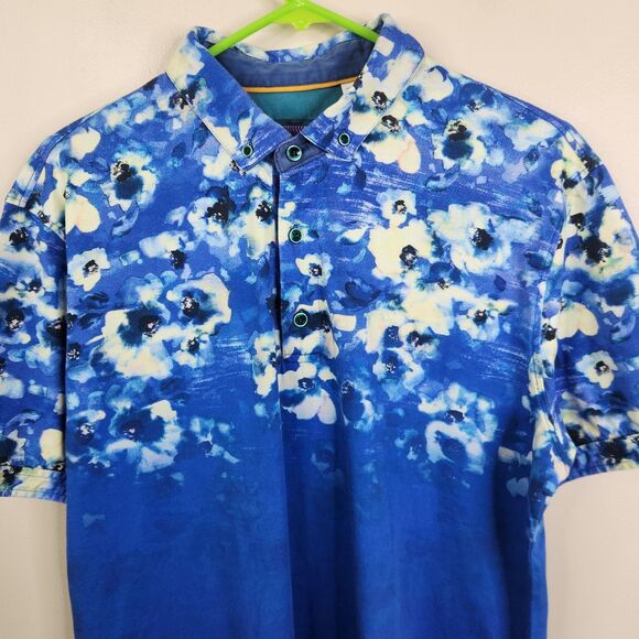 Robert Graham Mens Classic Fit Short Sleeve Floral Print Polo Shirt Medium - Picture 2 of 7